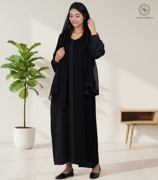 Black Shine Maternity Abaya