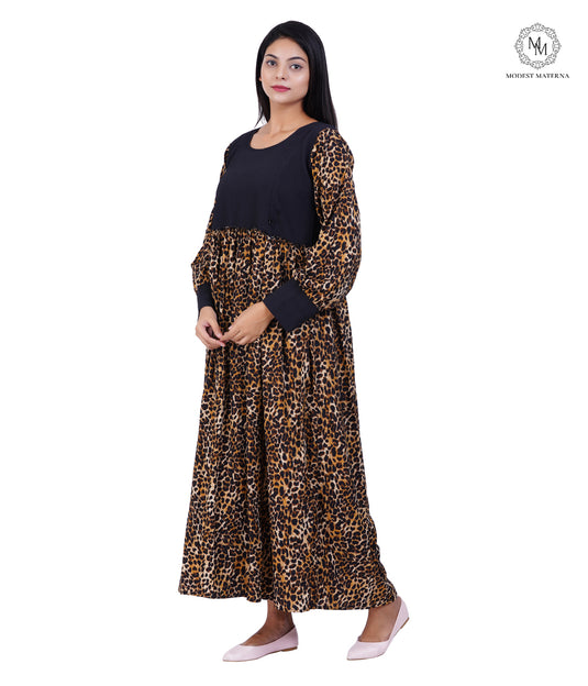 Brown Cheetah Maternity Dress