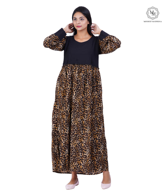 Brown Cheetah Maternity Dress