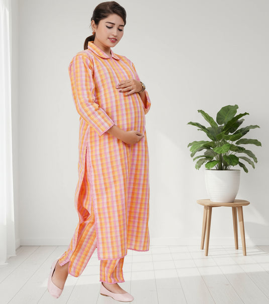 PASTEL GINGHAM MATERNITY CO-ORD | Maternity & Nursing | Gingham Dress | Plaid Dress