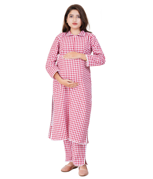 CHERRY GINGHAM MATERNITY CO-ORD | Maternity & Nursing | Gingham Dress | Plaid Dress