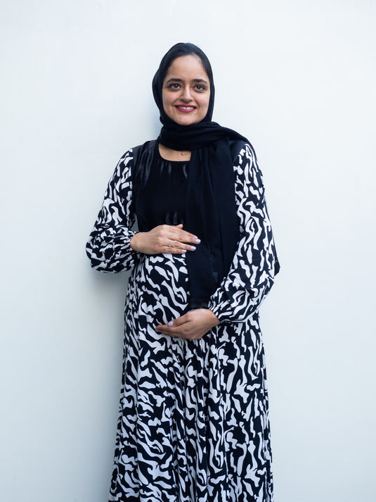Black&White Maternity Dress
