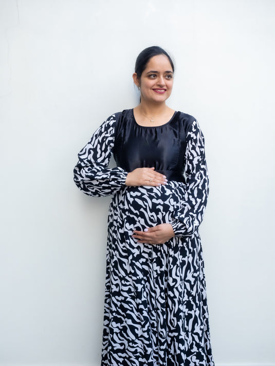 Black&White Maternity Dress