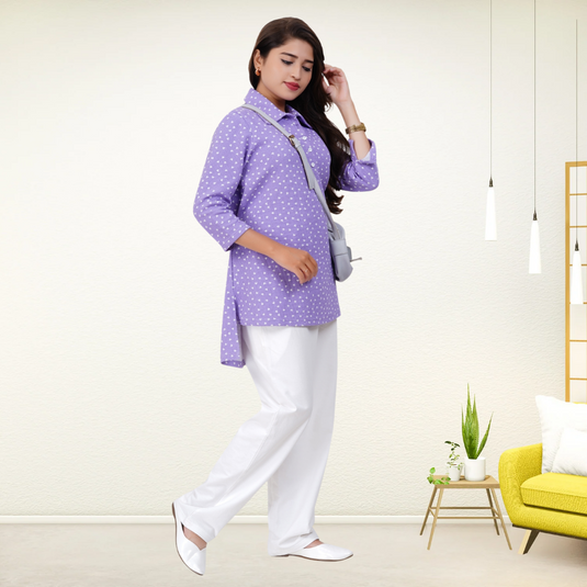 LAVENDER HEARTS WAFFLE CO-ORD | Maternity & Nursing Set | 100% Cotton Pregnancy & Feeding Set