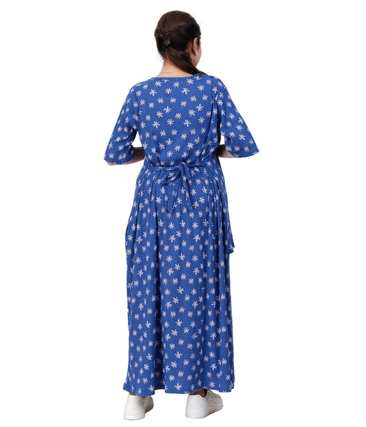 BLUE DRAPE MAXI DRESS | Maternity & Nursing Dress | Pregnancy & Feeding Dress | Maternity Maxi Dress | Drape Dress