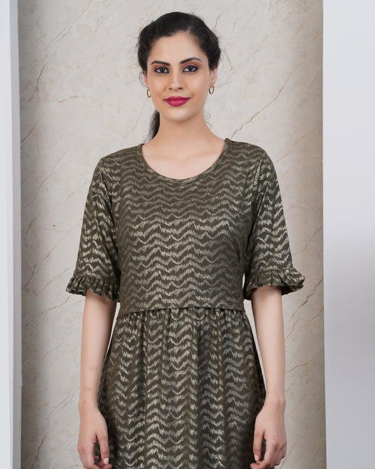 GLITTER GREEN MATERNITY DRESS