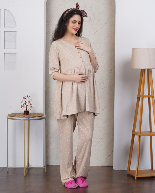 BEIGE SPRIG MATERNITY CO-ORD