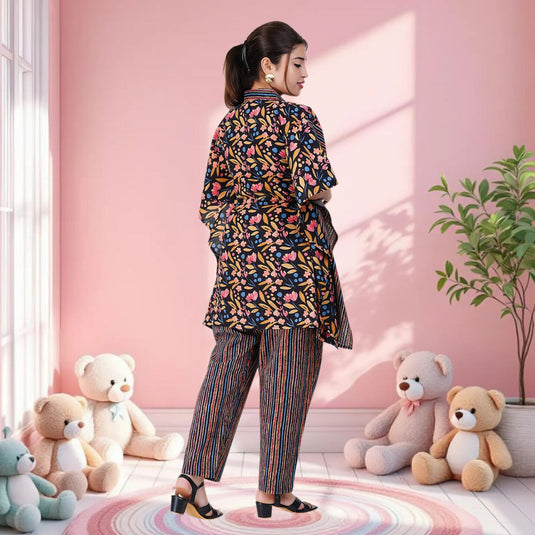 LUXE BOTANICA KAFTAN CO-ORD | Nursing & Maternity Kaftan | Feeding Kaftan | Co-ord set