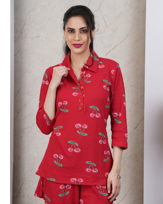 MERRY CHERRY WAFFLE CO-ORD