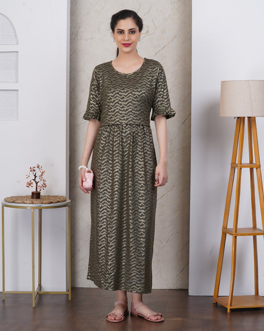 GLITTER GREEN MATERNITY DRESS
