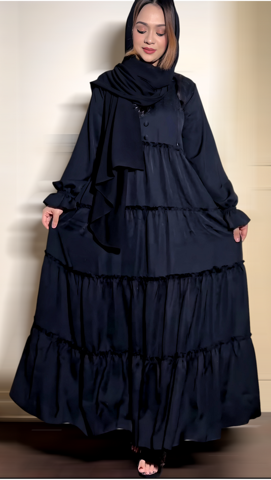 Black Layered Maternity Abaya