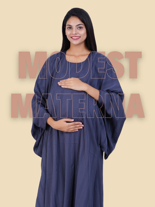 A pregnancy abaya provides modesty and comfort with loose-fitting garments tailored for a growing belly. Designed in soft, breathable fabric, it offers ease of movement and elegance, ideal for adhering to Islamic dress codes during pregnancy.