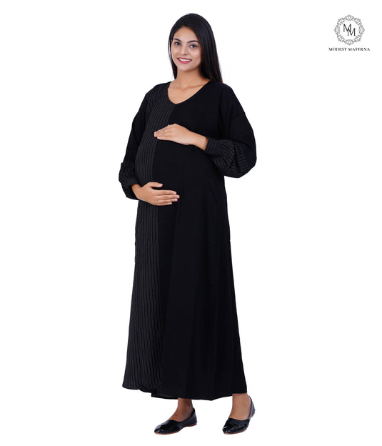 Black Shine Maternity Abaya