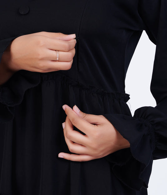 Black Layered Maternity Abaya