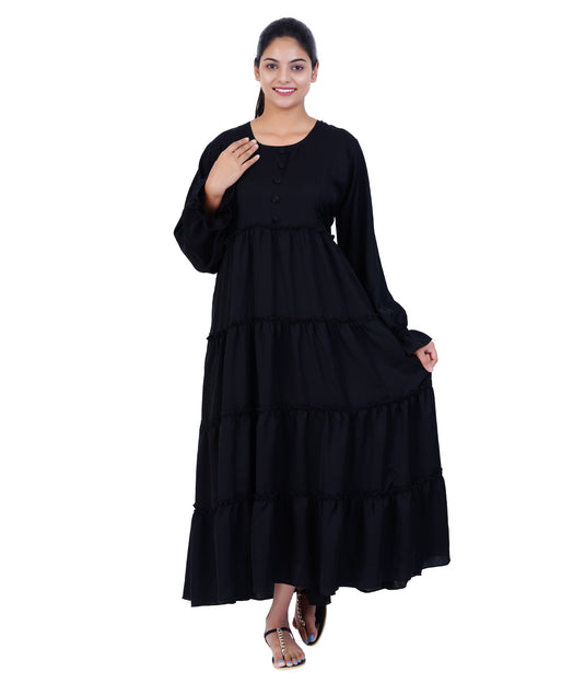 Black Layered Maternity Abaya