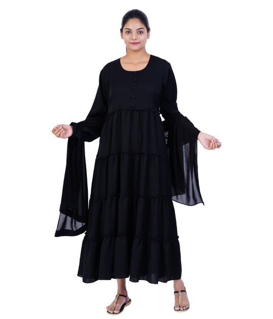 Black Layered Maternity Abaya