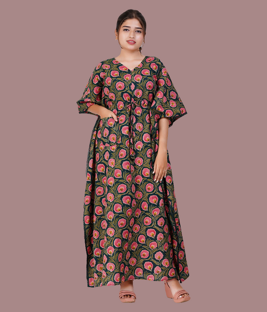 PETAL BLOOM MATERNITY KAFTAN | Nursing & Maternity Kaftan | Feeding Kaftan | Kaftan Dress