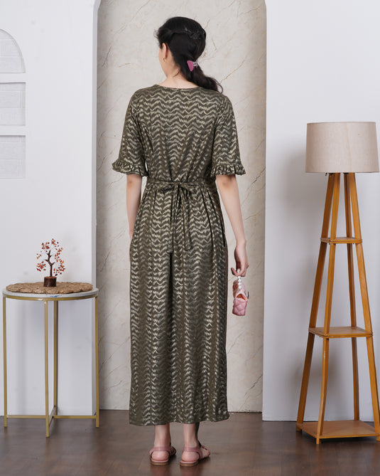 GLITTER GREEN MATERNITY DRESS