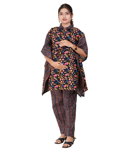 LUXE BOTANICA KAFTAN CO-ORD | Nursing & Maternity Kaftan | Feeding Kaftan | Co-ord set