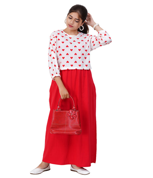 RED SWEETHEART LOUNGE DRESS | NURSING FRIENDLY & MATERNITY DRESS | 2-IN-1 STYLE SET DRESS | MAXI DRESS