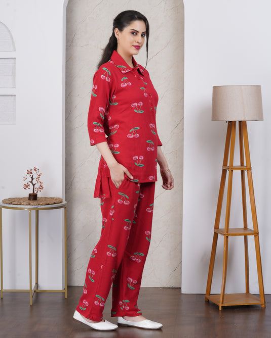 MERRY CHERRY WAFFLE CO-ORD