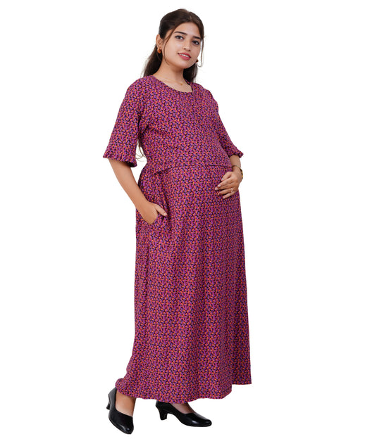 PURPLE CRUSH LOUNGE DRESS Maternity & Nursing Dress | Soft Cotton, Pregnancy, Zipless Feeding Dress