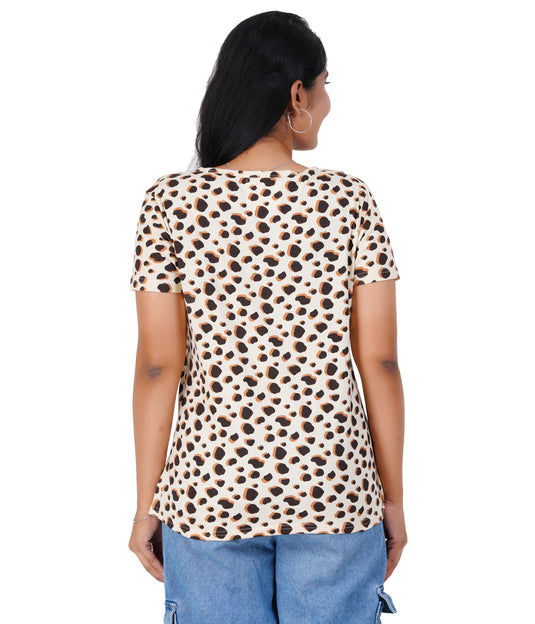 Caramel Sauce Lounge Tee | Zipless Criss-Cross Maternity T-Shirt | 100% Cotton, Nursing-Friendly, Feeding T-shirt