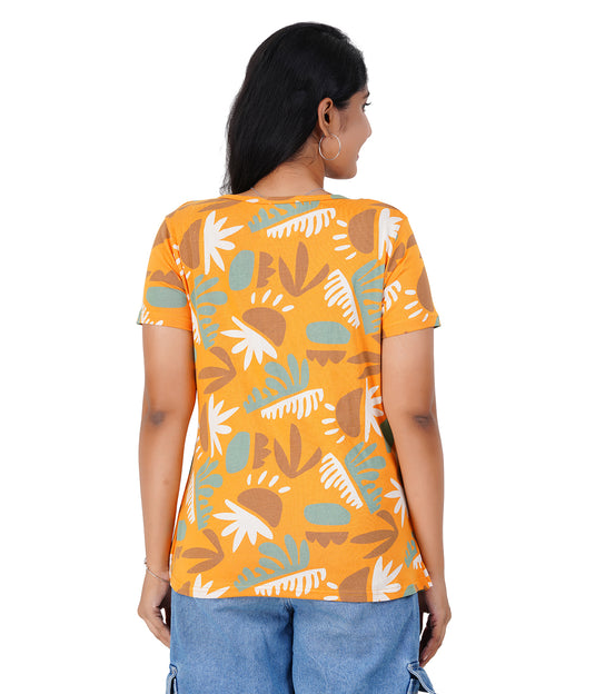 GOLDEN ISLAND LOUNGE TEE | Zipless Criss-Cross Maternity T-Shirt | 100% Cotton, Nursing-Friendly, Feeding T-shirt