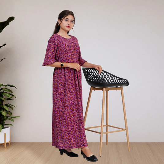 PURPLE CRUSH LOUNGE DRESS Maternity & Nursing Dress | Soft Cotton, Pregnancy, Zipless Feeding Dress