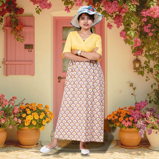 LEMON CRUSH LOUNGE DRESS Maternity & Nursing Dress | Pregnancy & Feeding Dress | Maternity Maxi Dress | Mix & Match Dress