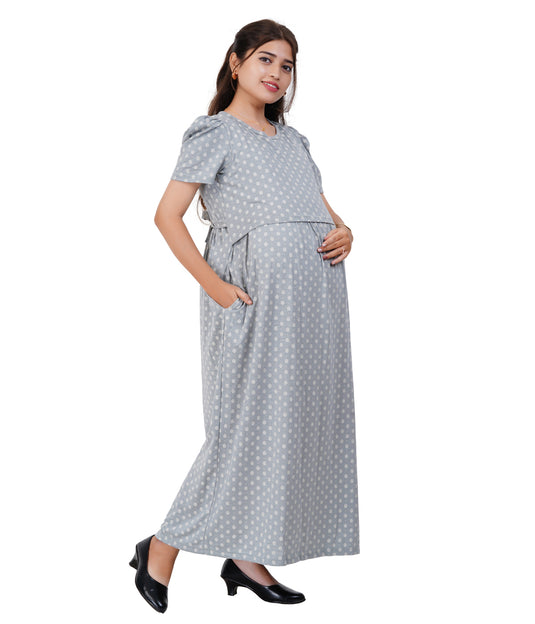 SAGE CIRCLE LOUNGE DRESS Maternity & Nursing Dress | Pregnancy & Feeding Dress | Maxi Dress