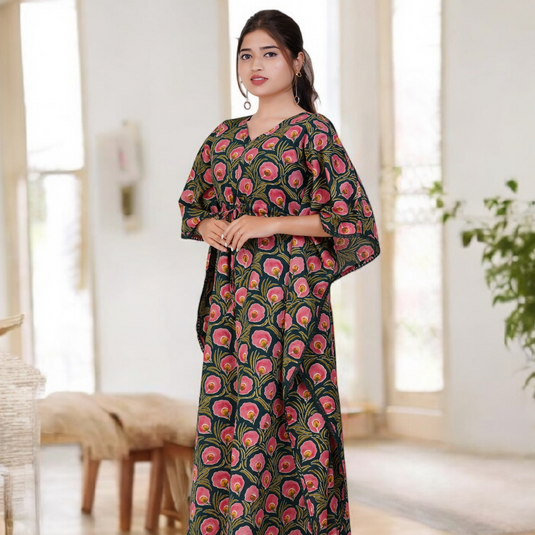 PETAL BLOOM MATERNITY KAFTAN | Nursing & Maternity Kaftan | Feeding Kaftan | Kaftan Dress