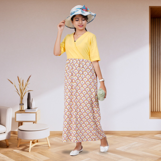 LEMON CRUSH LOUNGE DRESS Maternity & Nursing Dress | Pregnancy & Feeding Dress | Maternity Maxi Dress | Mix & Match Dress