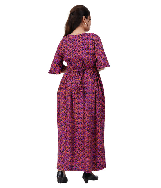 PURPLE CRUSH LOUNGE DRESS Maternity & Nursing Dress | Soft Cotton, Pregnancy, Zipless Feeding Dress