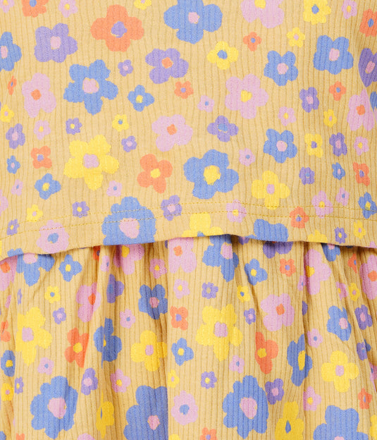 YELLOW RIBBED LOUNGE DRESS for Maternity & Nursing Dress | Soft Cotton, Pregnancy, Zipless Feeding Dress