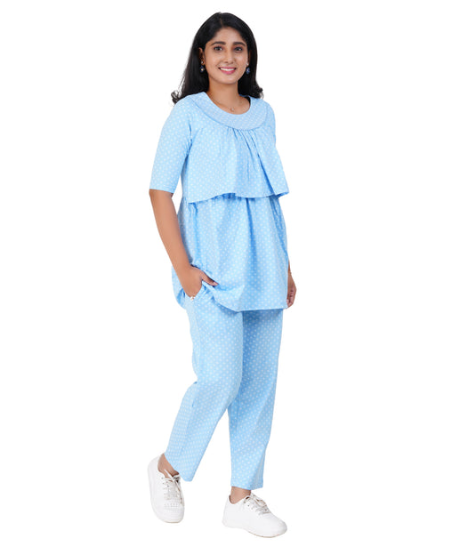 BLUE DIAMONDS LOUNGE CO-ORD | Maternity & Nursing , Pull-up Feeding Set Dress