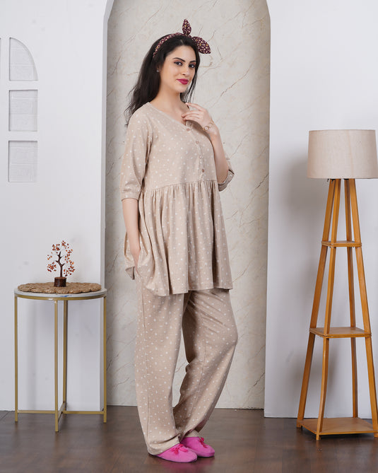 BEIGE SPRIG MATERNITY CO-ORD