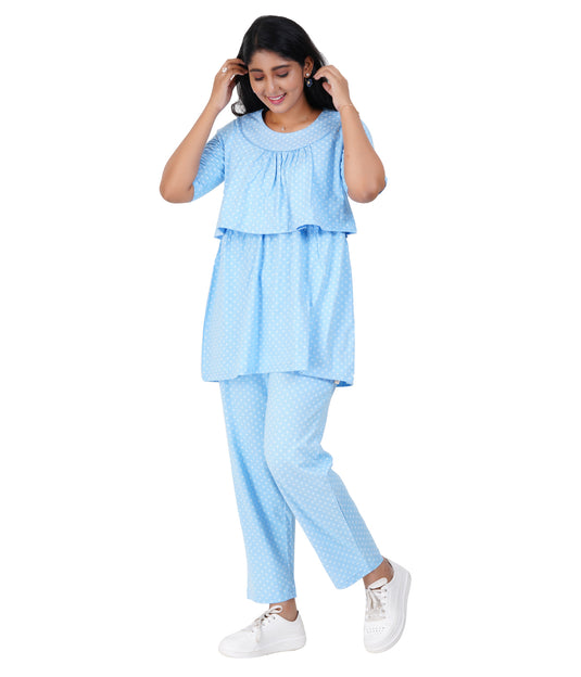 BLUE DIAMONDS LOUNGE CO-ORD | Maternity & Nursing , Pull-up Feeding Set Dress