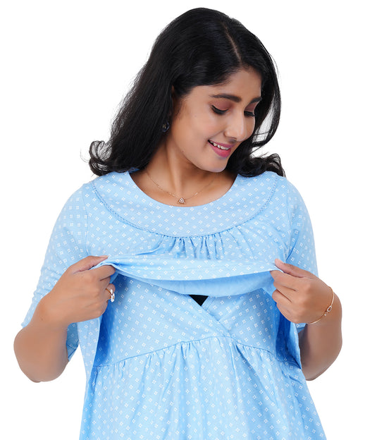 BLUE DIAMONDS LOUNGE CO-ORD | Maternity & Nursing , Pull-up Feeding Set Dress