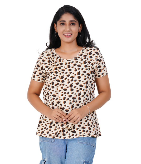 Caramel Sauce Lounge Tee | Zipless Criss-Cross Maternity T-Shirt | 100% Cotton, Nursing-Friendly, Feeding T-shirt