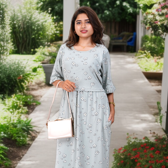 SAGE FLORA LOUNGE DRESS Maternity & Nursing Dress | Soft Cotton, Pregnancy, Zipless Feeding Dress