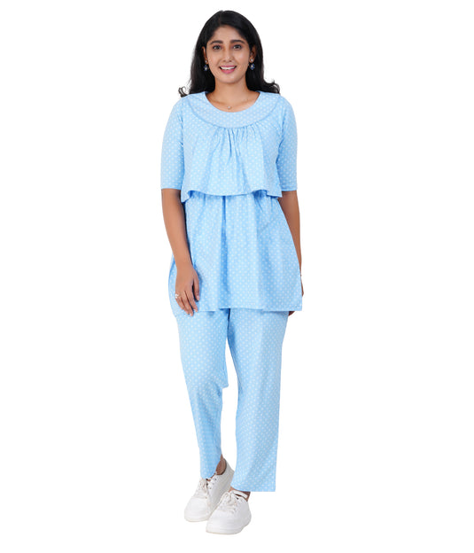 BLUE DIAMONDS LOUNGE CO-ORD | Maternity & Nursing , Pull-up Feeding Set Dress