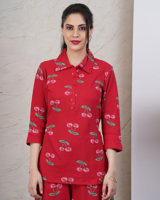 MERRY CHERRY WAFFLE CO-ORD