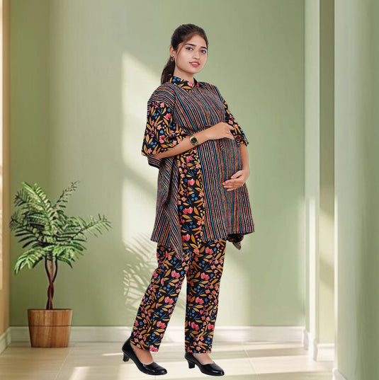 LUXE BOTANICA KAFTAN CO-ORD | Nursing & Maternity Kaftan | Feeding Kaftan | Co-ord set
