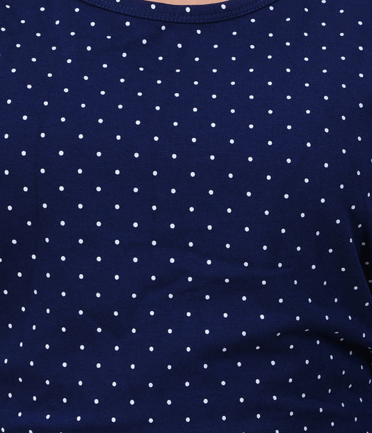NAVY POLKA LOUNGE DRESS Maternity & Nursing Dress | Soft Cotton, Pregnancy, Zipless Feeding Dress